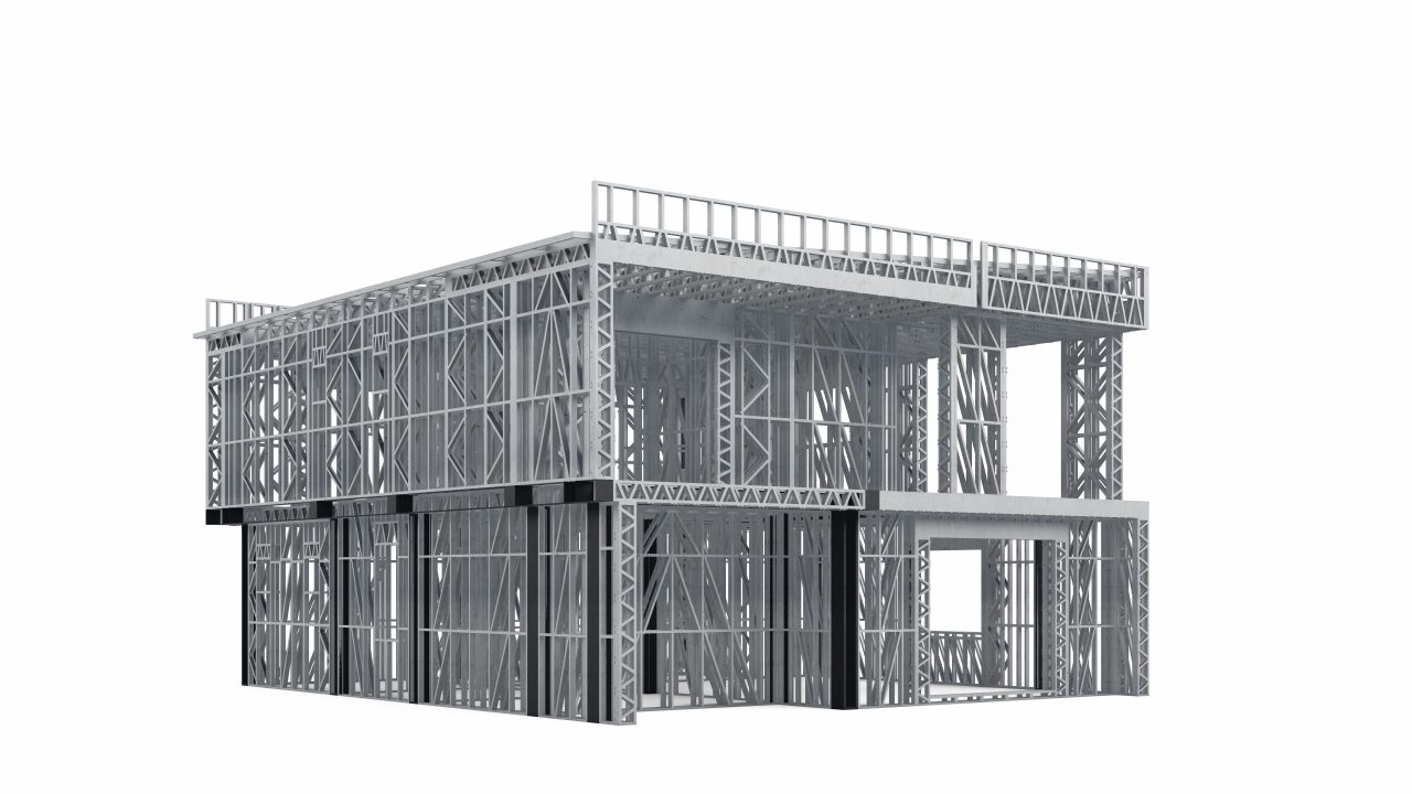 Flat-roofed modular home frame