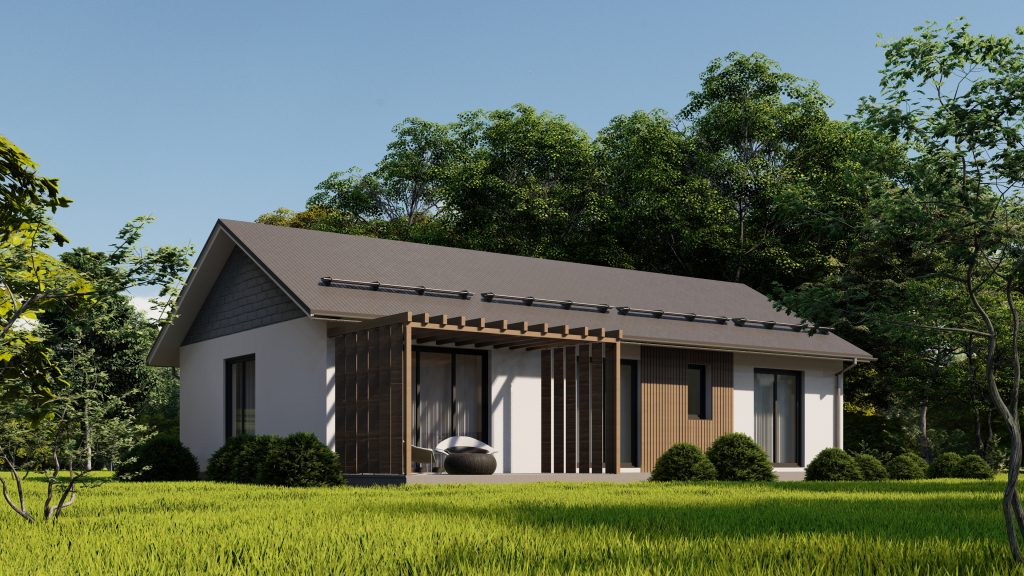 Modern prefab villa with gable roof