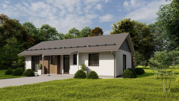 Modern prefab villa with gable roof