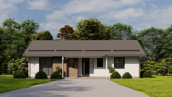 Modern prefab villa with gable roof