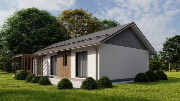 Modern prefab villa with gable roof
