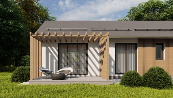 Modern prefab villa with gable roof